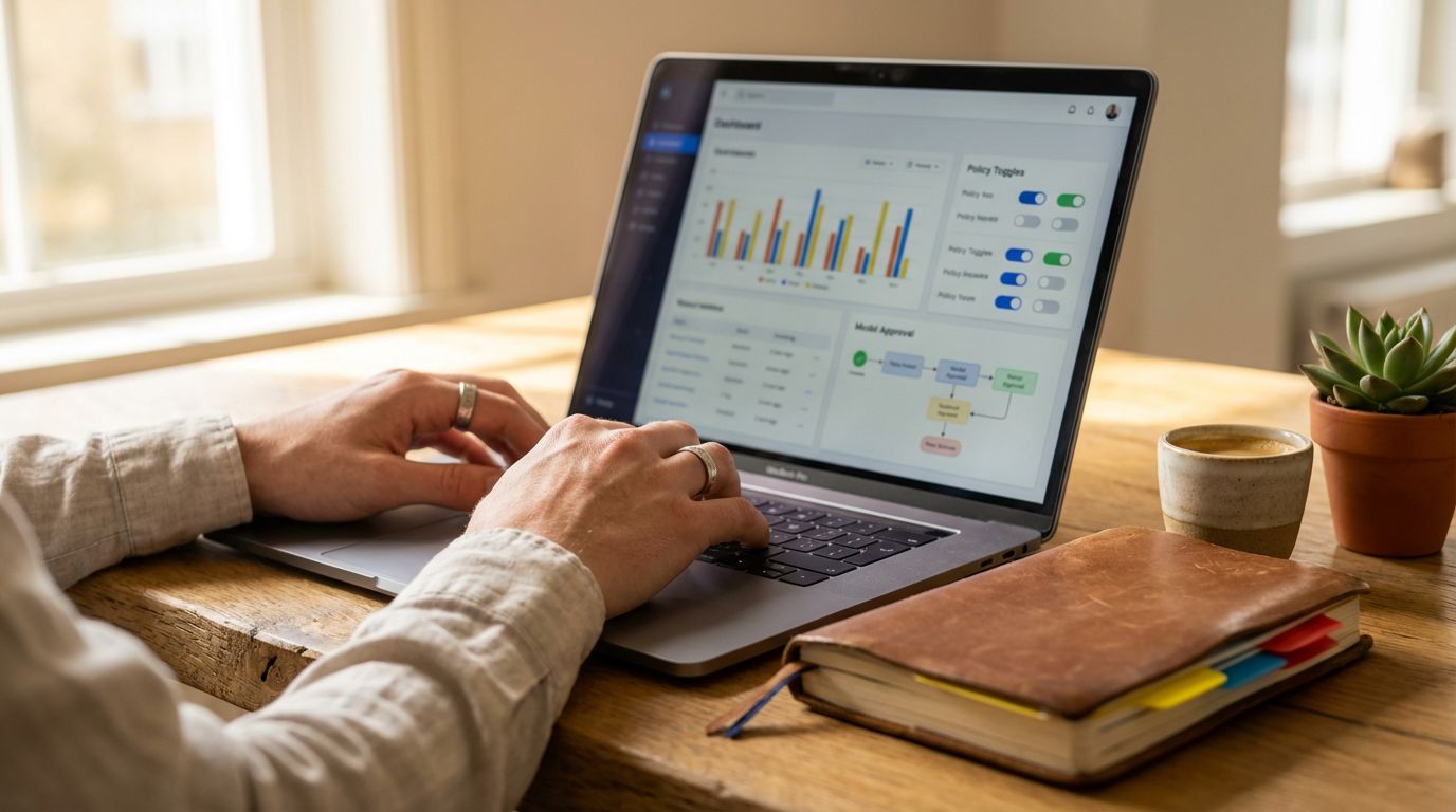 Titelbild: KI nutzen ohne Angst — Wie ein Governance-Framework dir Sicherheit und Freiheit schenkt