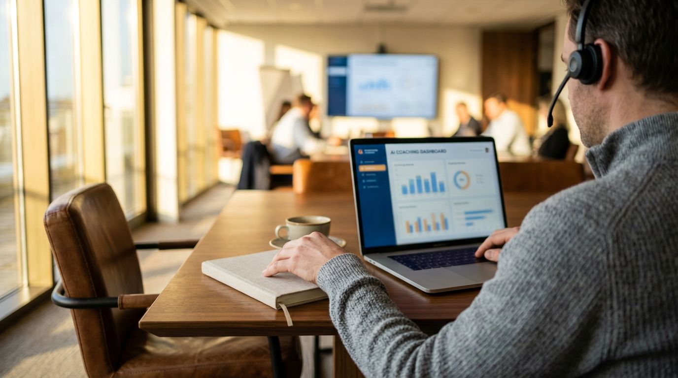 Titelbild: Verkaufen ohne Verkäufer-Stress — Wie KI-Coaching deinem Team den Druck nimmt